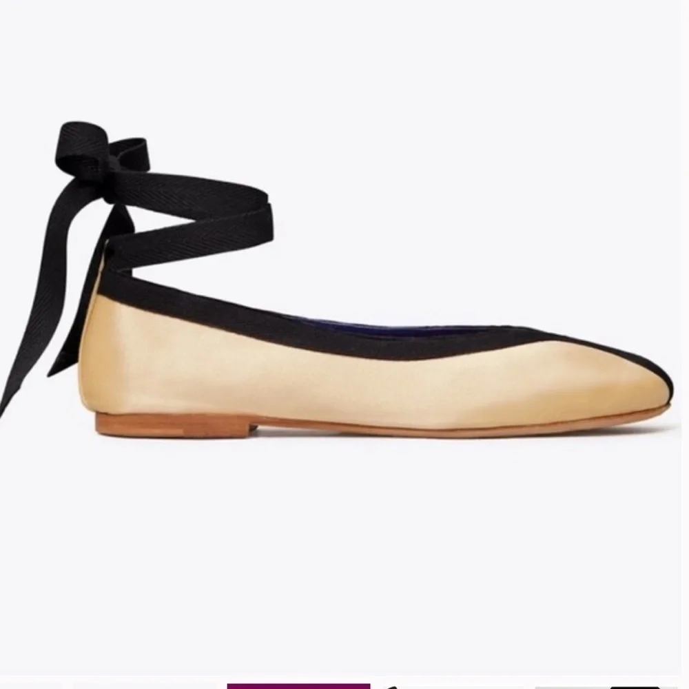 New TORY BURCH Herringbone Wrap Ballet Flats
